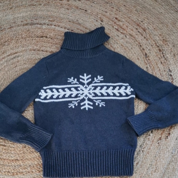 Womens vintage cotton turtleneck Tommy Hilfiger90s snowflake gray sweater Size M - Picture 2 of 7